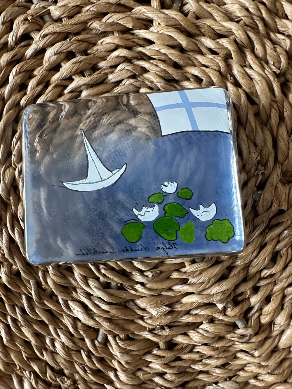 Ittala Summer In Finland Glass Card Paperweight Signed Helja Liukko Sundstrom - Picture 4 of 6
